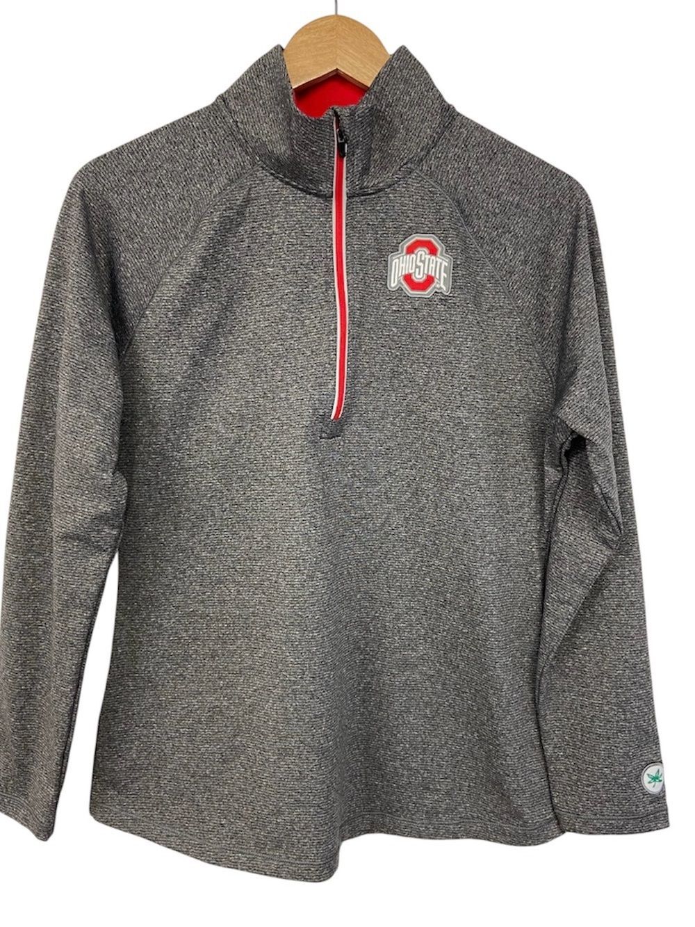 Women's Heathered Gray Ohio State Buckeyes Studio 1/4 Zip Jacket Size Large